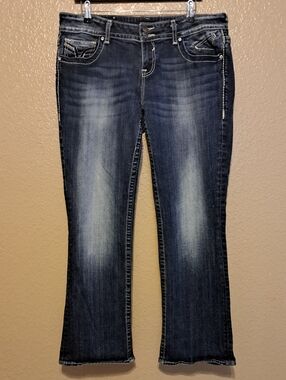 Vigoss Dark Blue Jeans with Faded Front. The Dallas Boot Cut. Size 15/16.